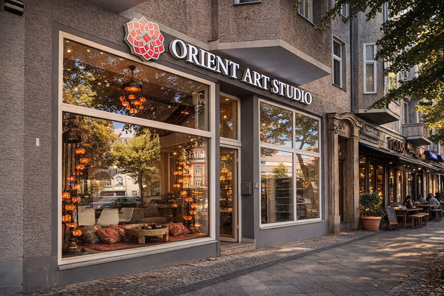 Exterior view of Orient Art Studio in Berlin – Mosaic lamp workshop and creative studio