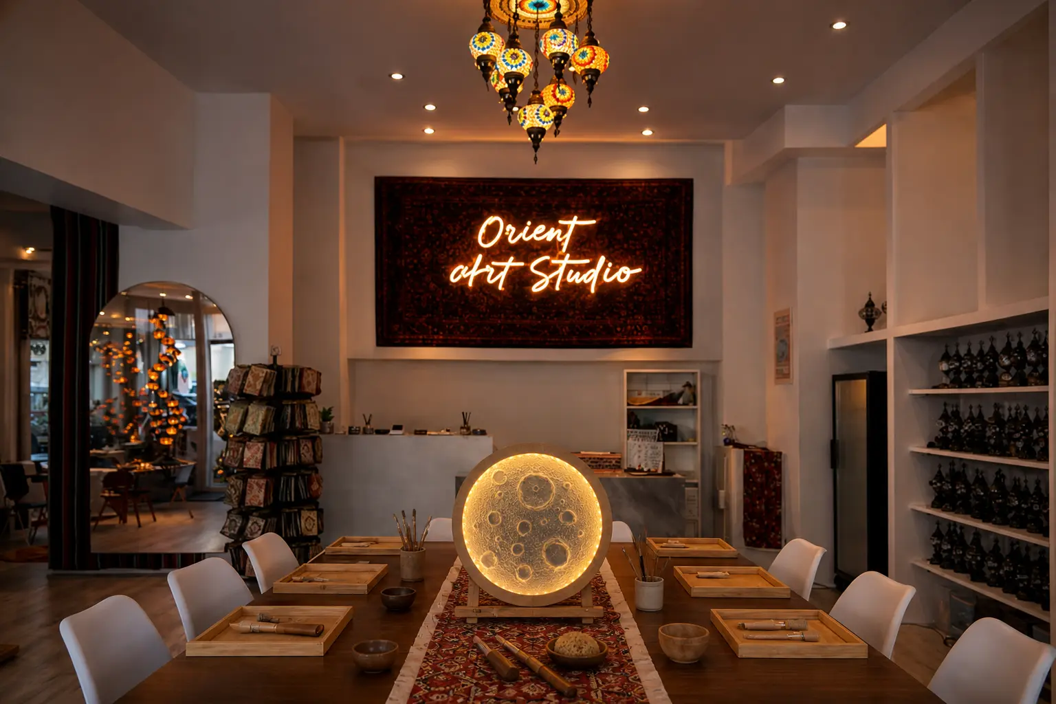 Orient Art Studio Berlin interior workshop atmosphere moon lamps