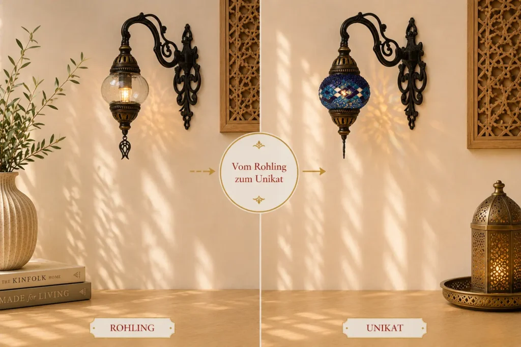 Castle Light mosaic lamp – from lamp blank to finished oriental mosaic lamp
