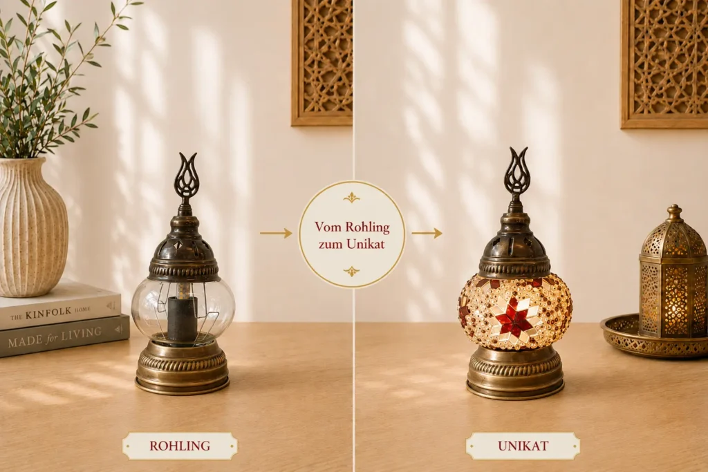 Mini Orienta mosaic lamp – from blank to a unique one-of-a-kind piece in the Berlin workshop