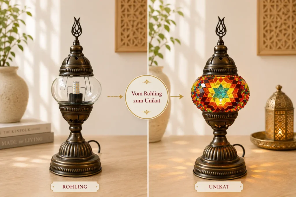 Studio Light mosaic lamp – from blank to finished one-of-a-kind piece in the mosaic lamp workshop Berlin